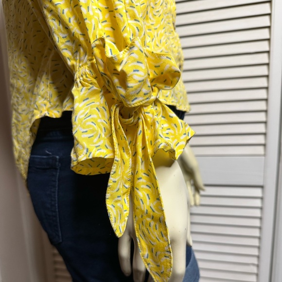 Anthropologie Maeve Blithe Sprinkle Print Collared Yellow Button Down Blouse - Picture 8 of 9